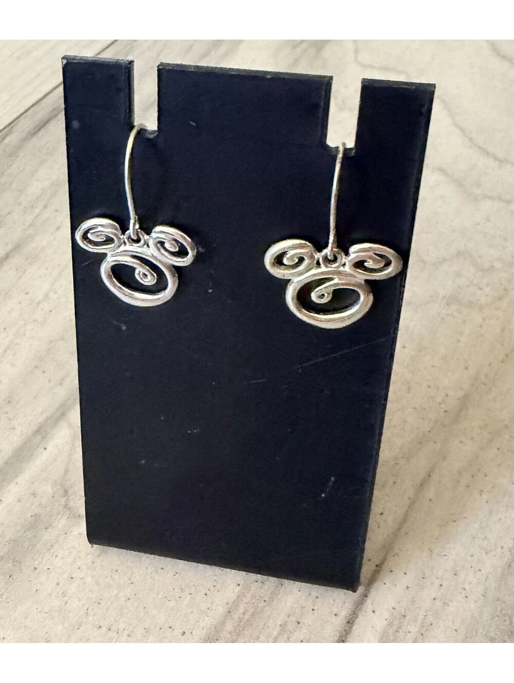 DISNEY Authentic Mickey Mouse Icon Swirl Earrings in 925 Sterling Silver